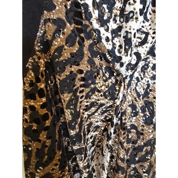 Joseph Ribkoff Long Duster Tunic Cardigan Button Animal Print Mesh Women's 14 - Picture 3 of 10